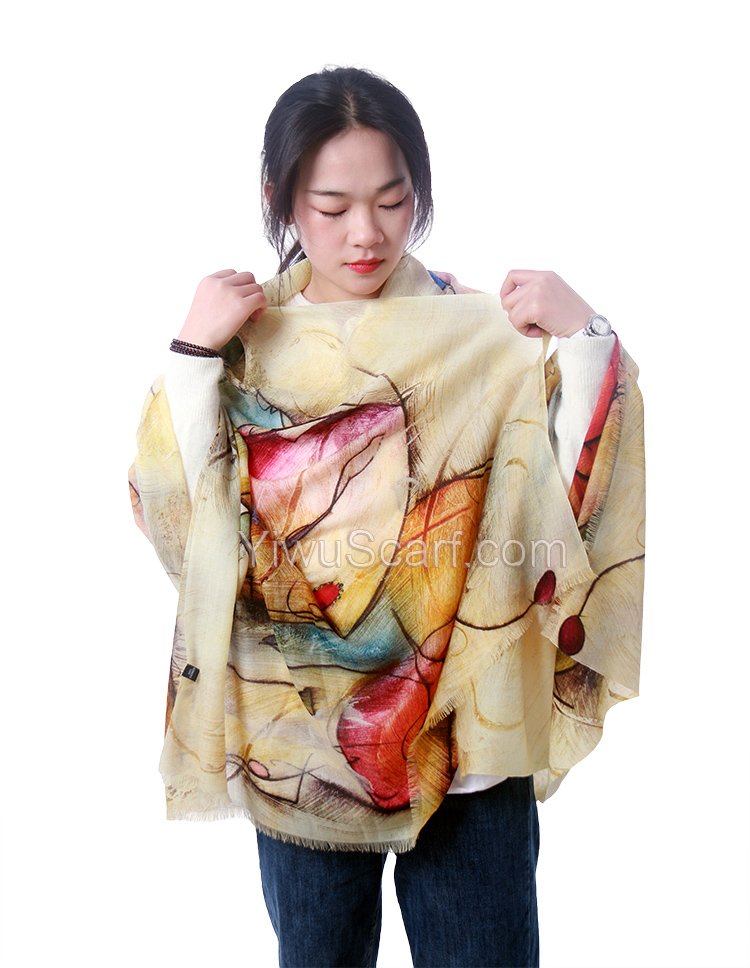 Long color annual ring shawl 100% cashmere scarf