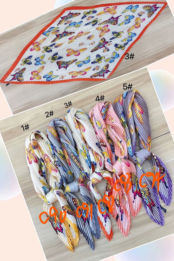 70cm Pleated tie silk scarf Canada