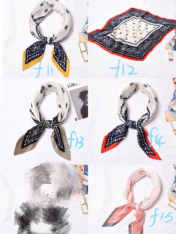 Wholesale pleated fashion women silk scarf