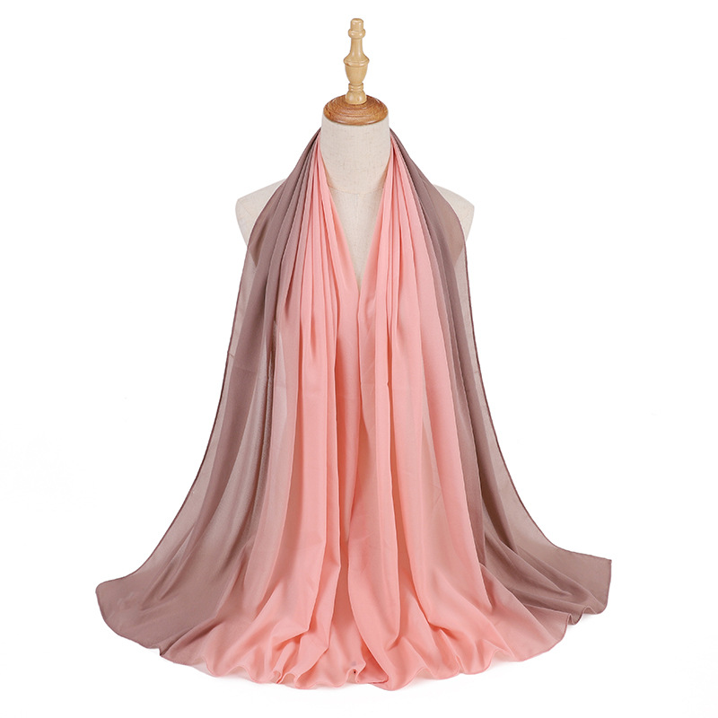 Supply hijab scarf macaron gradient color chiffon wrinkled turban scarf manufacturers