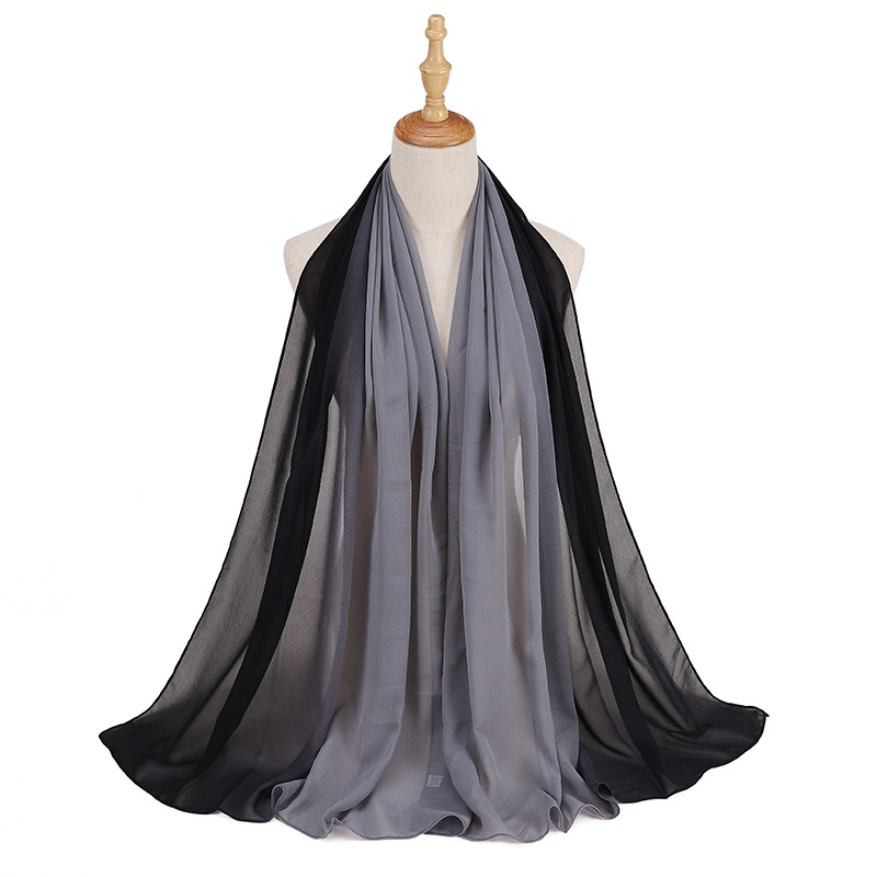 Supply hijab scarf macaron gradient color chiffon wrinkled turban scarf manufacturers
