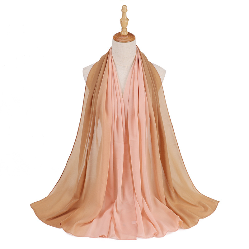 Supply hijab scarf macaron gradient color chiffon wrinkled turban scarf manufacturers