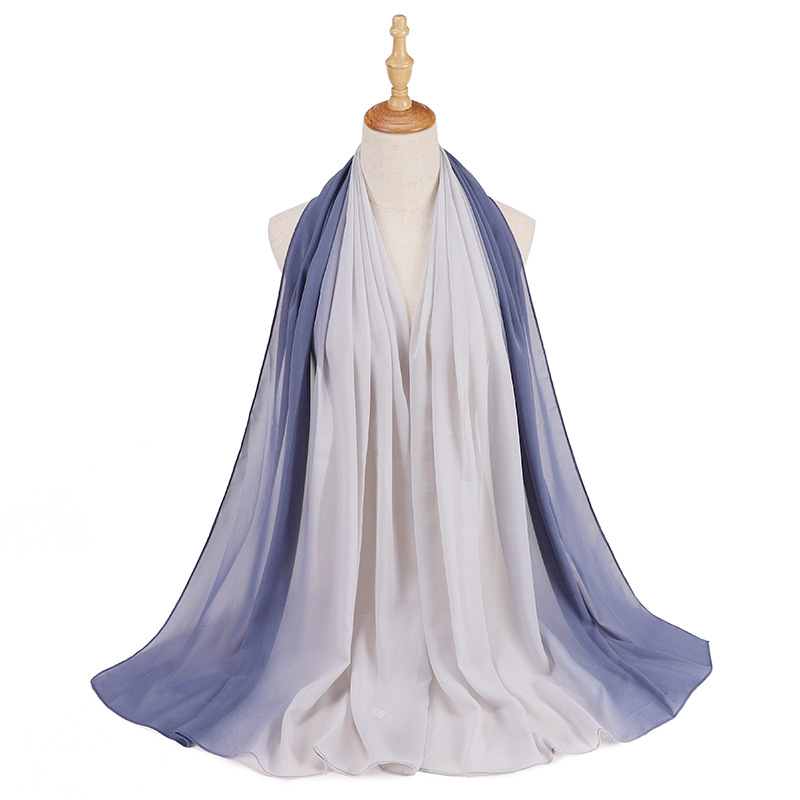 Supply hijab scarf macaron gradient color chiffon wrinkled turban scarf manufacturers