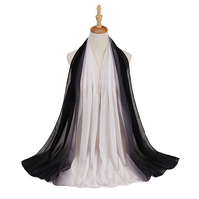 Supply hijab scarf macaron gradient color chiffon wrinkled turban scarf manufacturers
