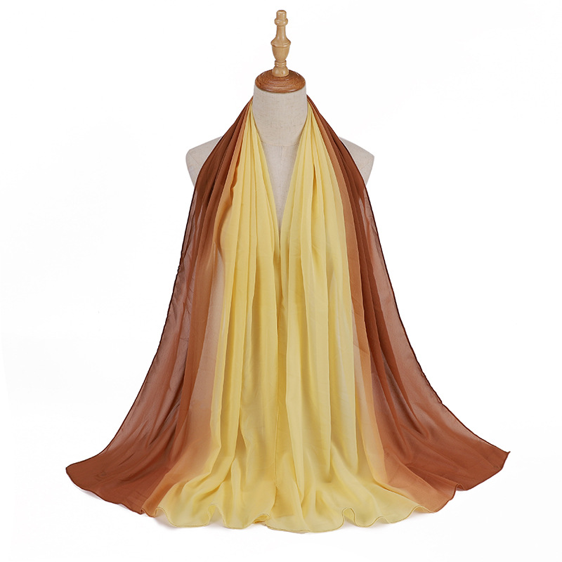 Supply hijab scarf macaron gradient color chiffon wrinkled turban scarf manufacturers