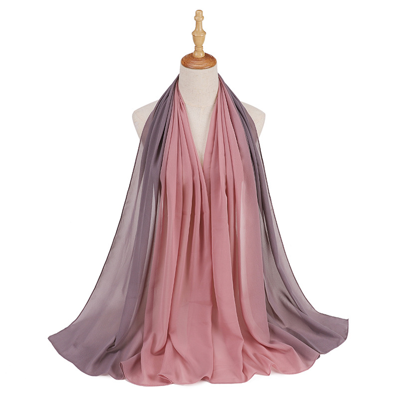 Supply hijab scarf macaron gradient color chiffon wrinkled turban scarf manufacturers