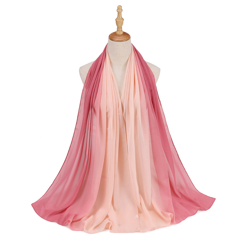 Supply hijab scarf macaron gradient color chiffon wrinkled turban scarf manufacturers