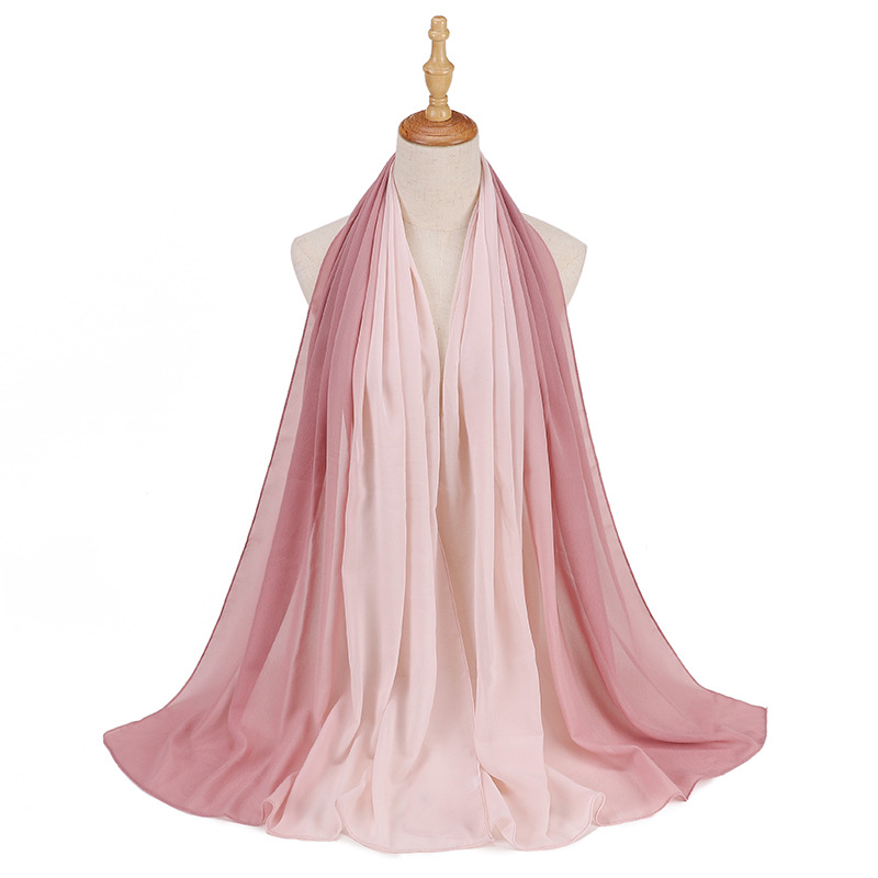 Supply hijab scarf macaron gradient color chiffon wrinkled turban scarf manufacturers