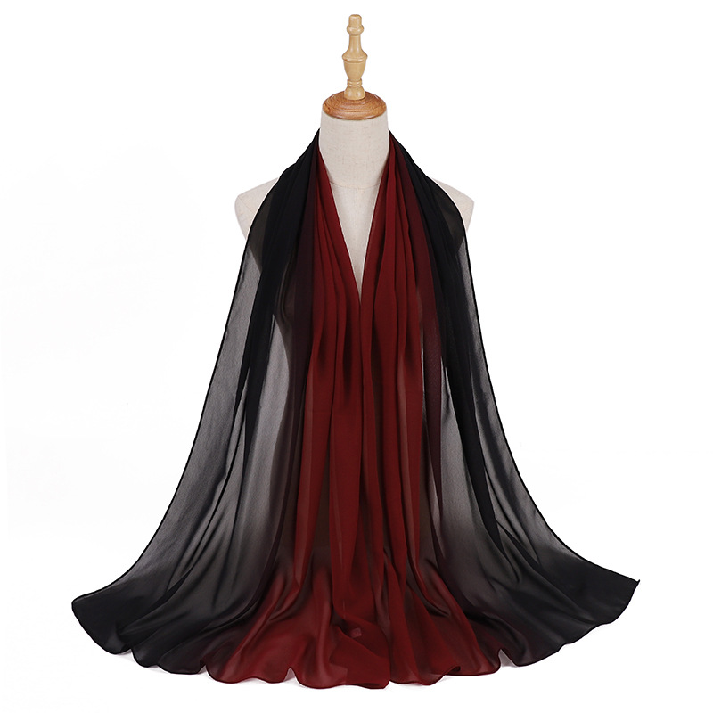 Supply hijab scarf macaron gradient color chiffon wrinkled turban scarf manufacturers