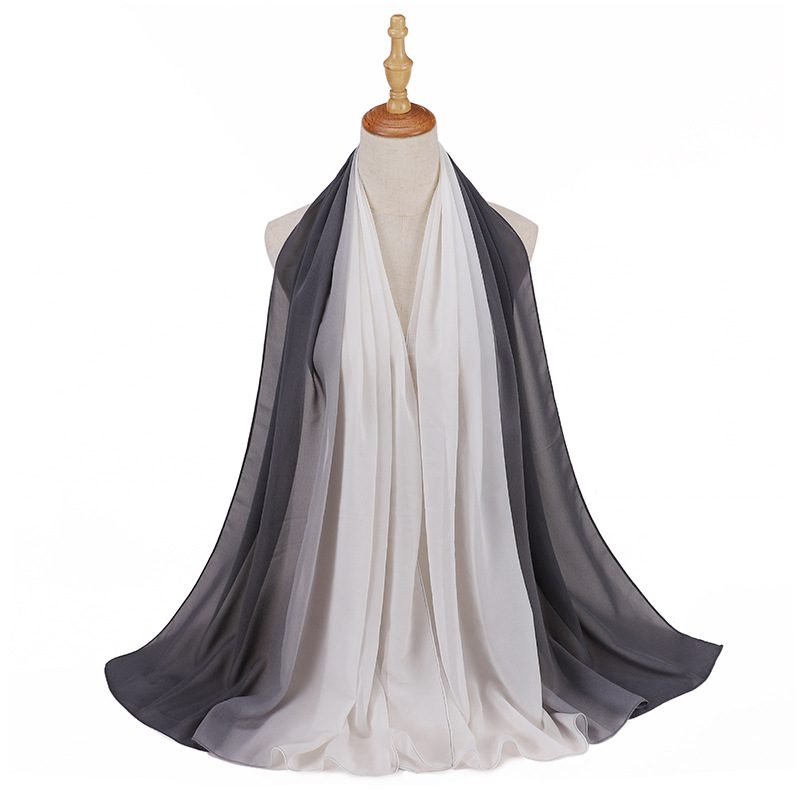 Supply hijab scarf macaron gradient color chiffon wrinkled turban scarf manufacturers