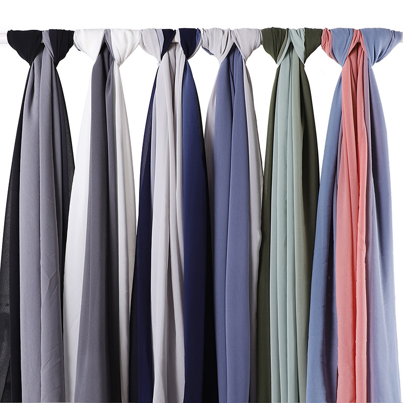 Supply hijab scarf macaron gradient color chiffon wrinkled turban scarf manufacturers