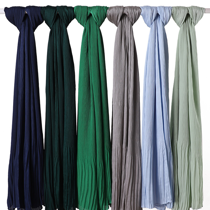 Wholesale Hend scarves women crumpled pearl chiffon scarf manufacturer online sale