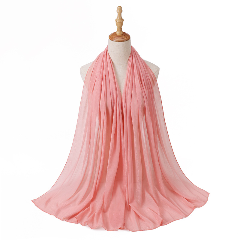 Wholesale hijab Scarf gold silk natural wrinkled chiffon scarf uk supply