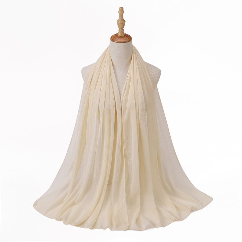 Wholesale hijab Scarf gold silk natural wrinkled chiffon scarf uk supply