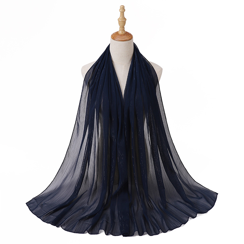 Wholesale hijab Scarf gold silk natural wrinkled chiffon scarf uk supply