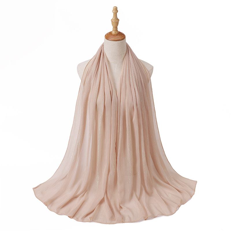 Wholesale hijab Scarf gold silk natural wrinkled chiffon scarf uk supply