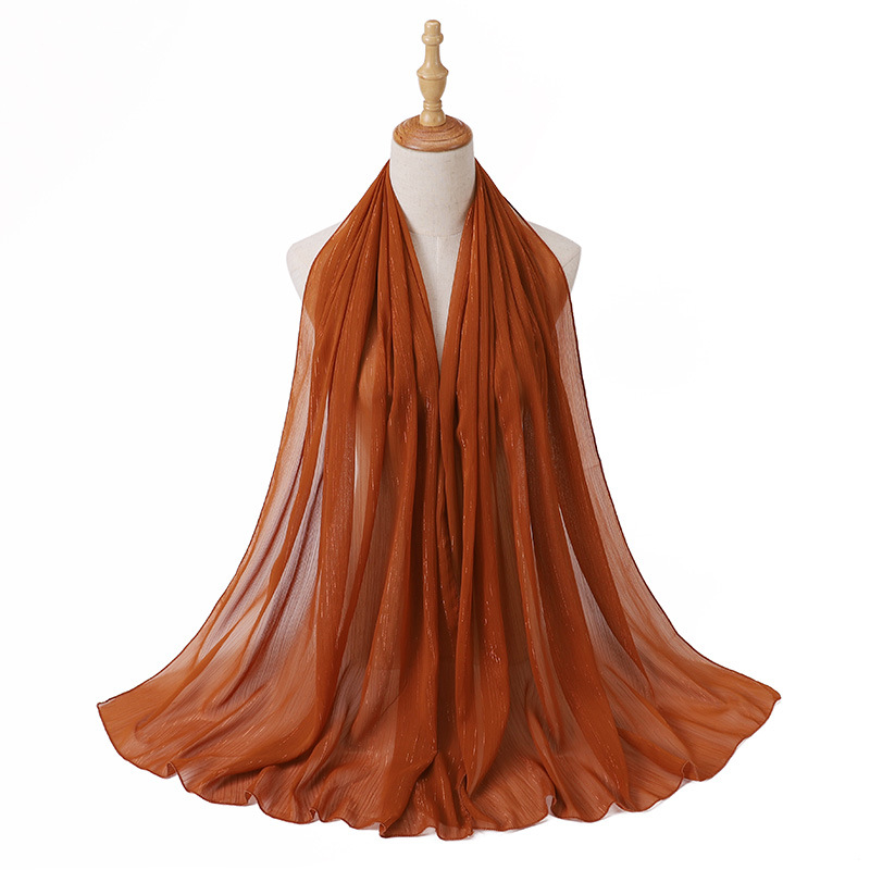 Wholesale hijab Scarf gold silk natural wrinkled chiffon scarf uk supply