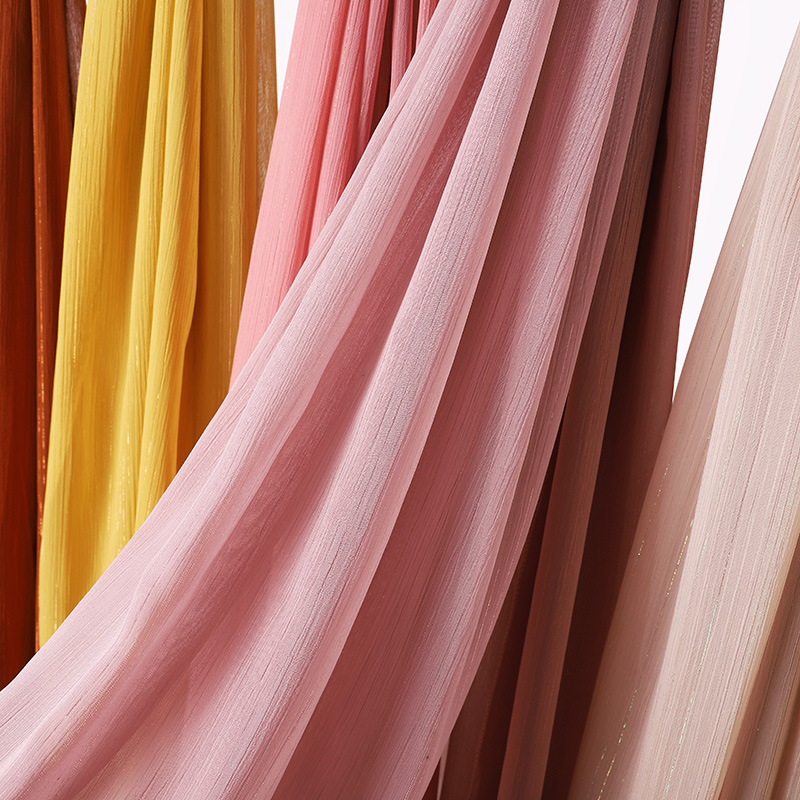 Wholesale hijab Scarf gold silk natural wrinkled chiffon scarf uk supply