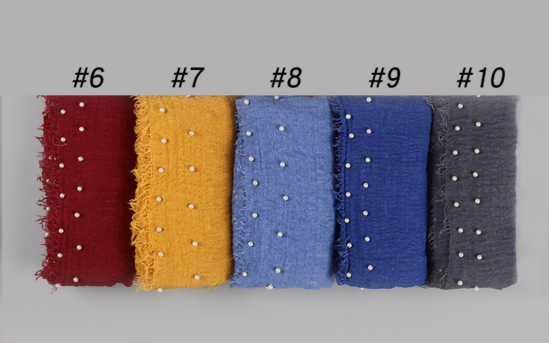 Wholesale scarf pearl head scarf cotton crimped female scarf supplier