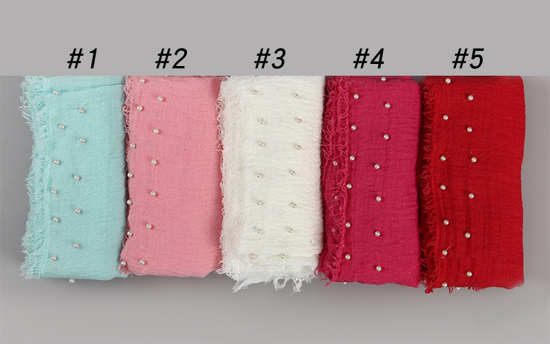 Wholesale scarf pearl head scarf cotton crimped female scarf supplier