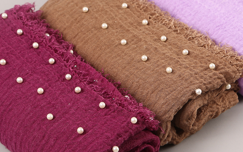 Wholesale scarf pearl head scarf cotton crimped female scarf supplier