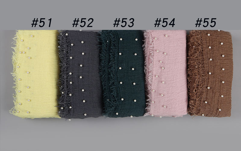 Wholesale scarf pearl head scarf cotton crimped female scarf supplier