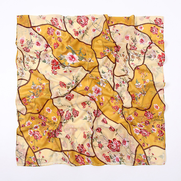 wholesale scarf geometric stitching floral cotton linen warm scarf