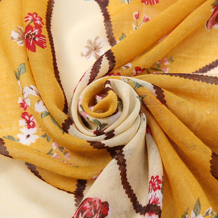 wholesale scarf geometric stitching floral cotton linen warm scarf