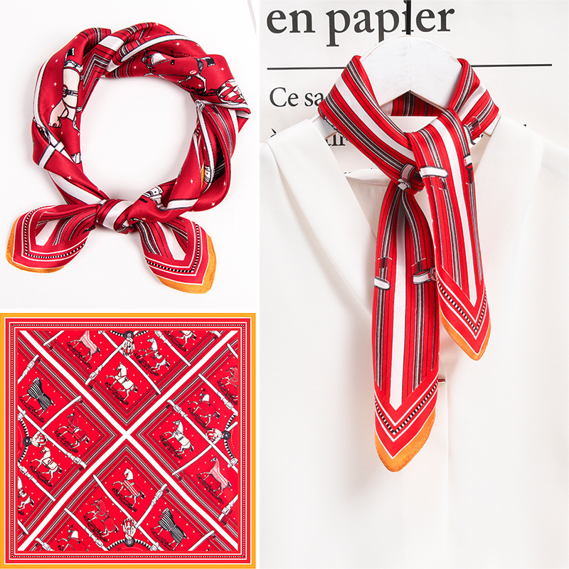 Silk scarf customization to customize logo digital printing square scarf gifts