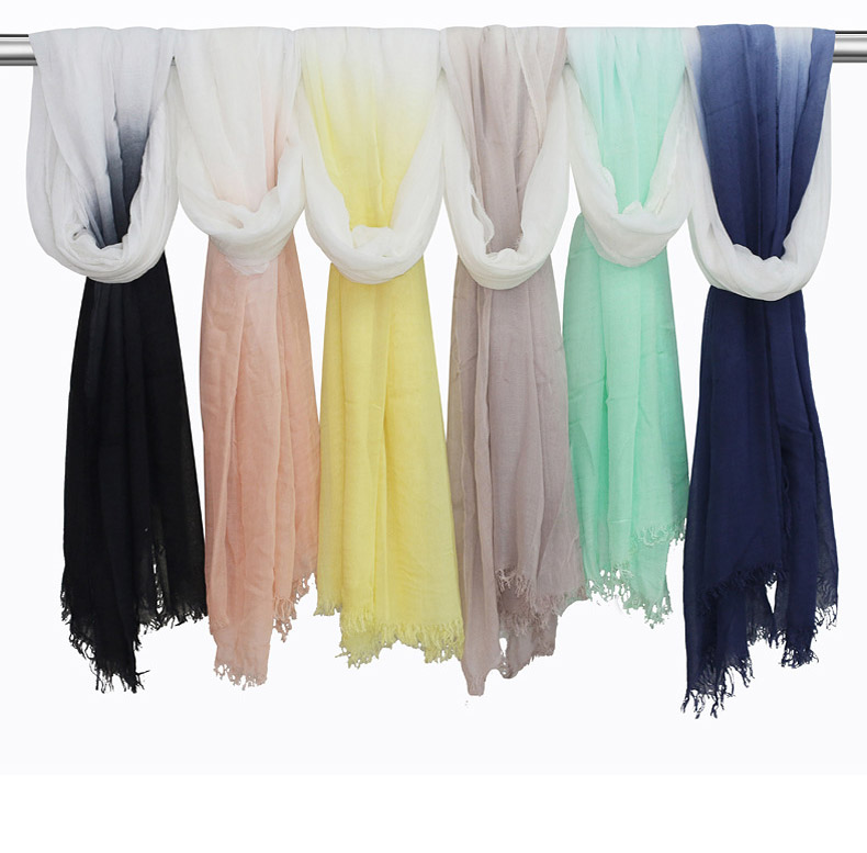 Wholesale cotton scarf women gradient color shawl China