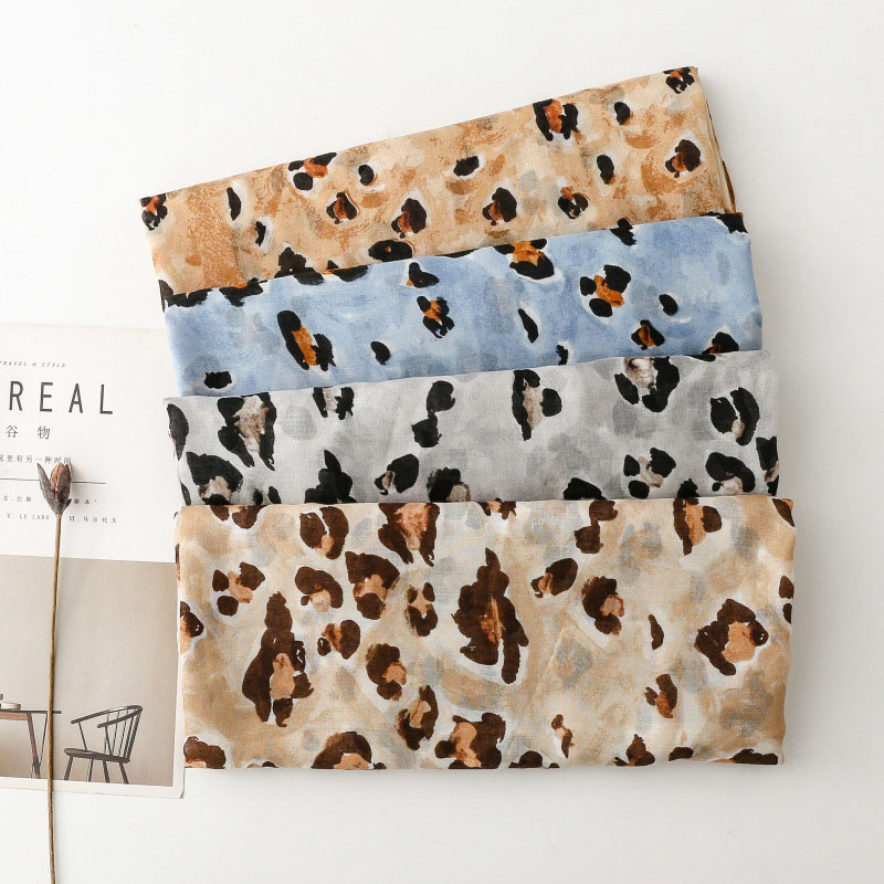 Leopard print cotton scarf wholesale