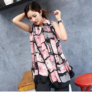 Cotton printed color grid female silk scarves