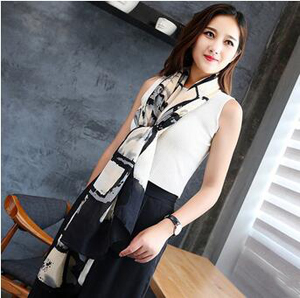 Cotton printed color grid female silk scarves
