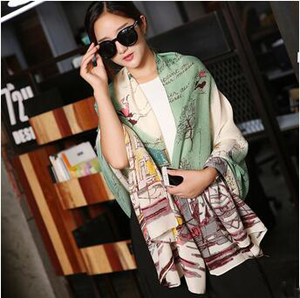 Cotton printed color grid female silk scarves