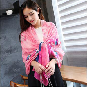 Cotton printed color grid female silk scarves