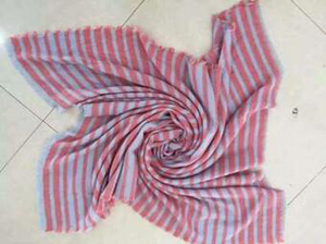 Striped shawl tassel square hitting scene scarf wholesale