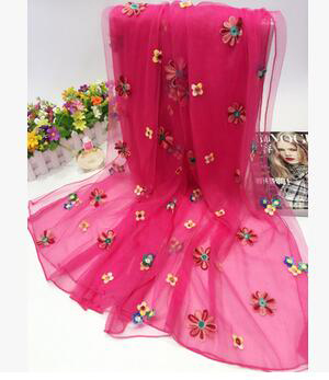 Stitching embroidered flowers scarf wholesale