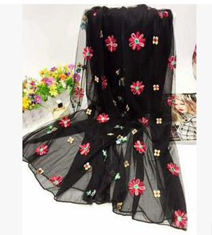 Stitching embroidered flowers scarf wholesale