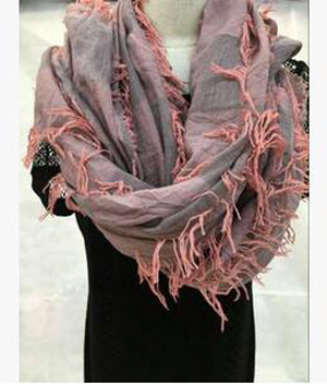 Pure color flash widened cotton linen tassel scarf wholesale