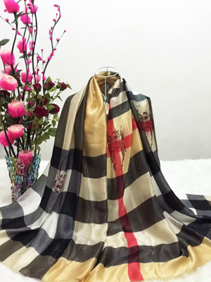 Female butterfly color printed pure silk scarves wholesale