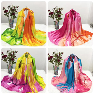 Dyeing printing color female matching silk scarf wholesale