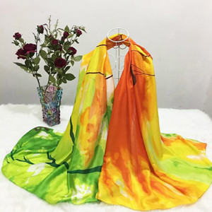 Dyeing printing color female matching silk scarf wholesale
