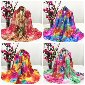 Female yan color flower silk scarves wholesale