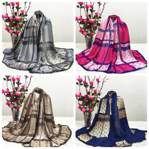Female stripe color silk scarves wholesale