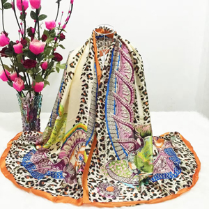 Female leopard color silk scarves wholesale