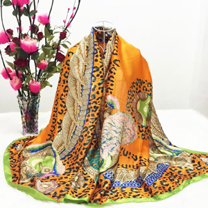 Female leopard color silk scarves wholesale