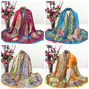 Female leopard color silk scarves wholesale