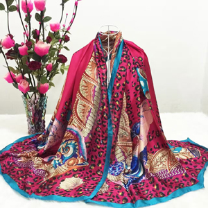 Female leopard color silk scarves wholesale