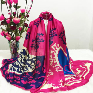 Female color potted pattern silk scarves wholesale