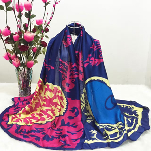 Female color potted pattern silk scarves wholesale